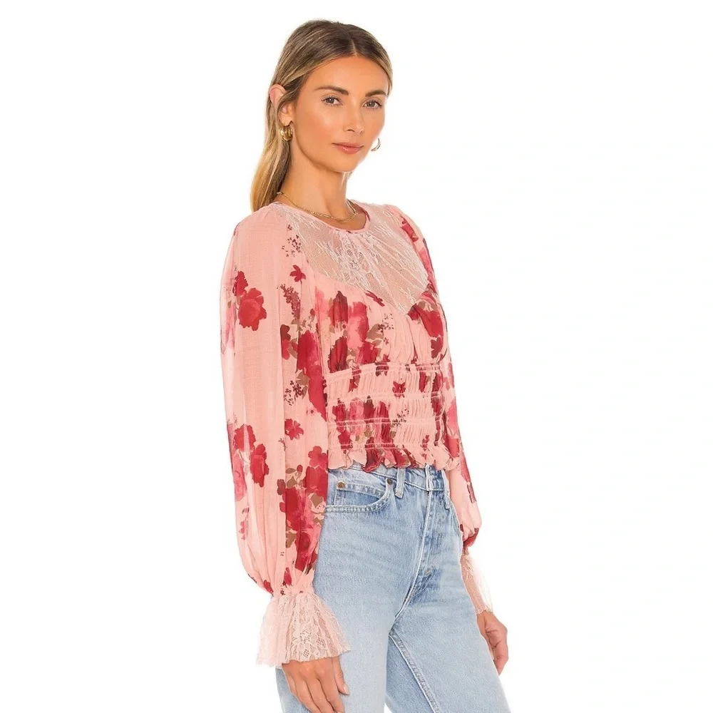NWT Free People Daphne Blouse In Romantic Combo